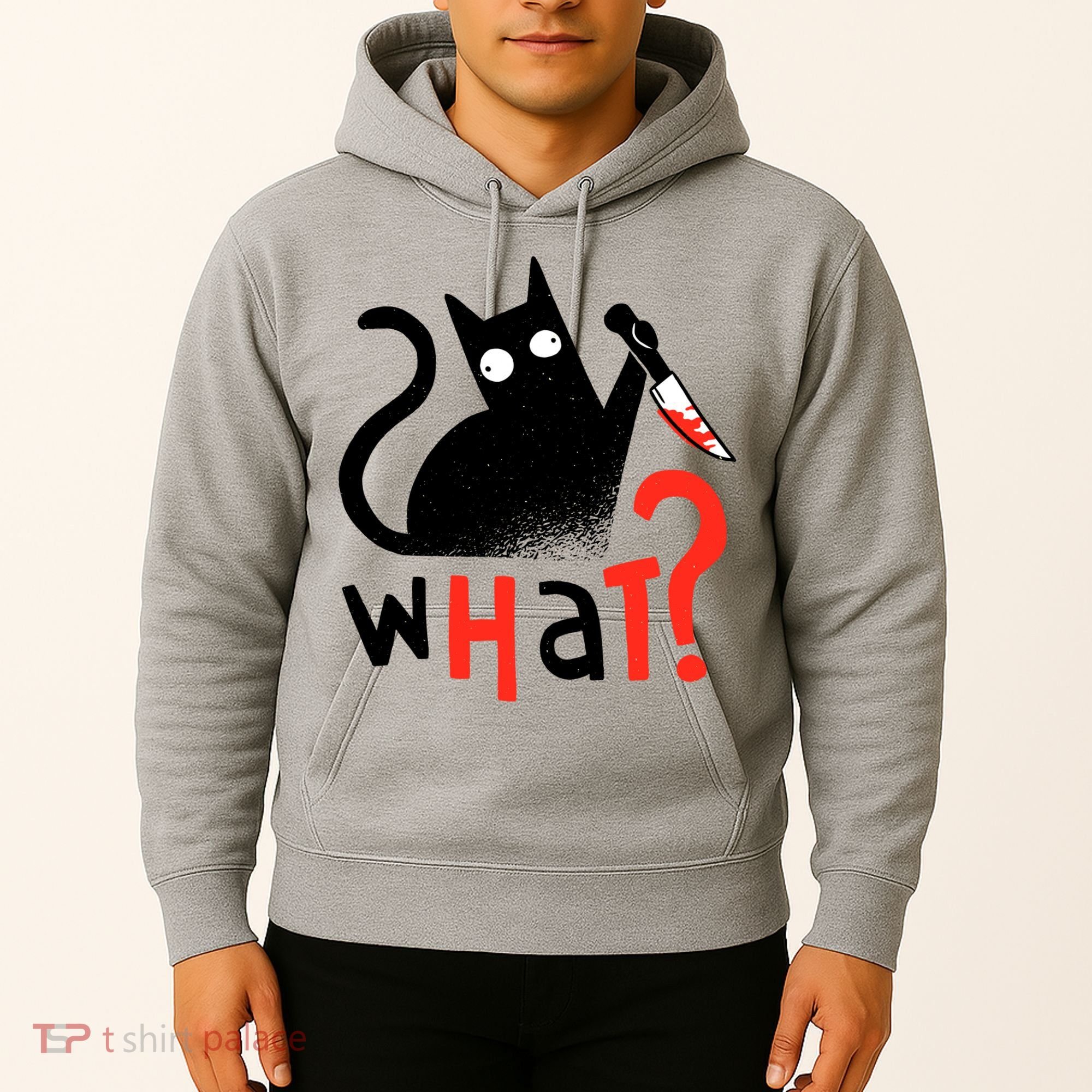 Murder Cat Bloody Knife What? Funny Humor Cats Hoodie