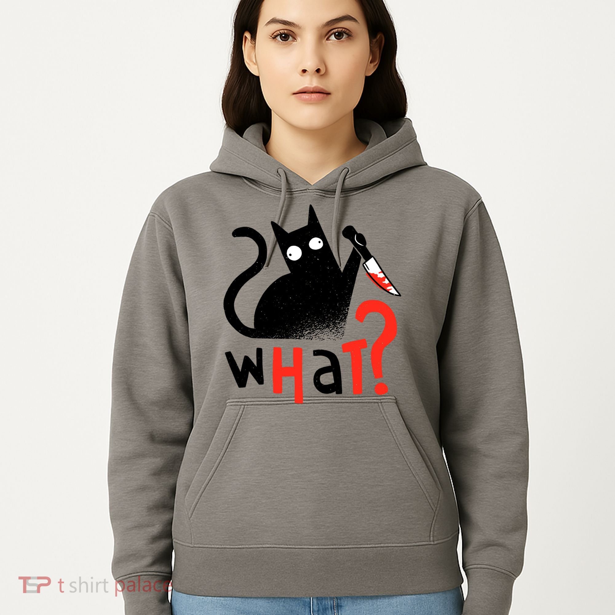 Murder Cat Bloody Knife What? Funny Humor Cats Hoodie