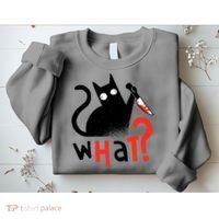 Murder Cat Bloody Knife What? Funny Humor Cats Sweatshirt thumb 2