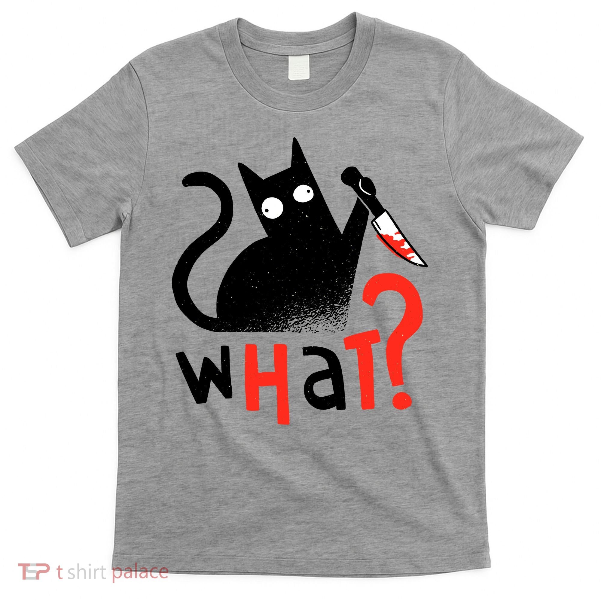 Murder Cat Bloody Knife What? Funny Humor Cats T-Shirt