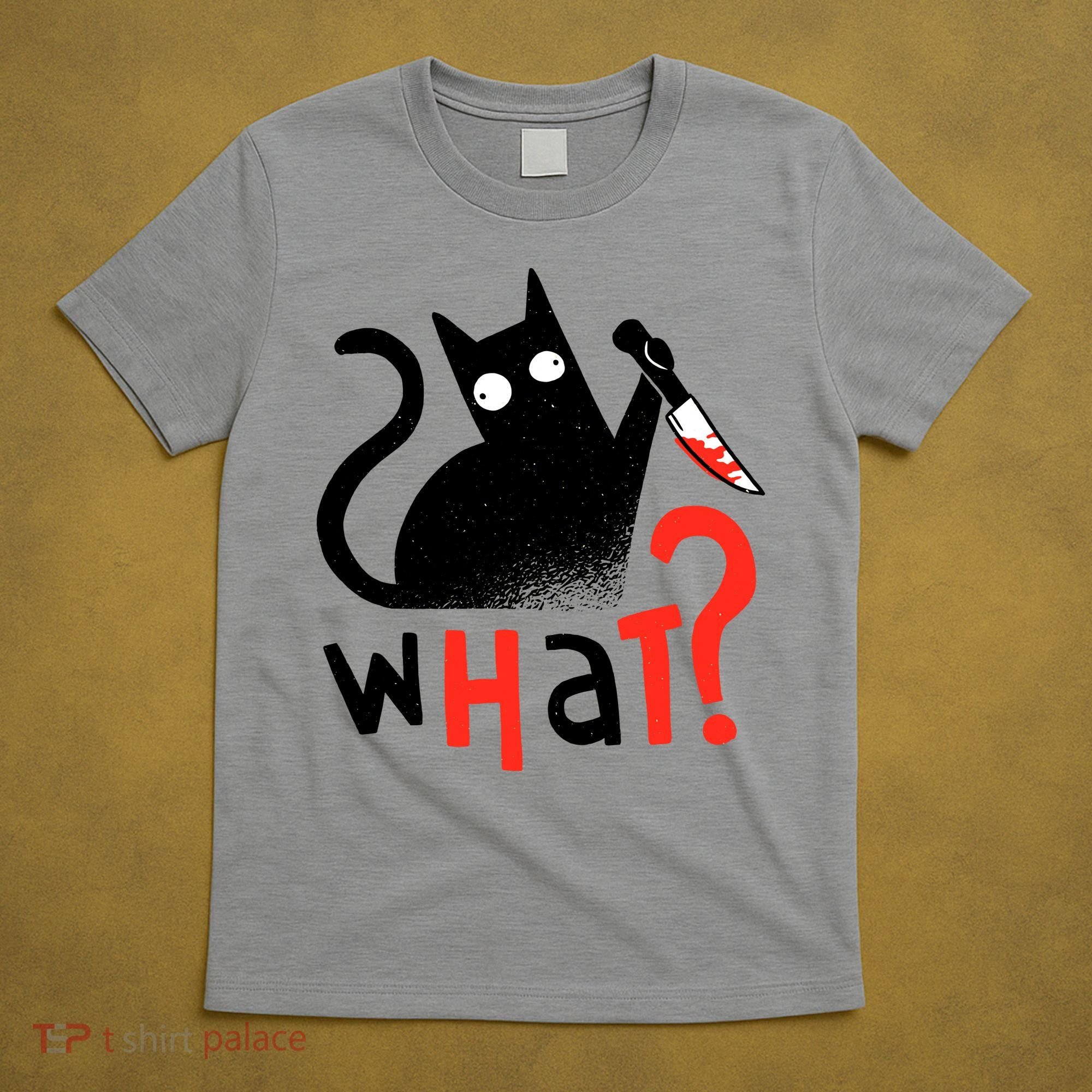 Murder Cat Bloody Knife What? Funny Humor Cats T-Shirt