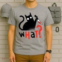 Murder Cat Bloody Knife What? Funny Humor Cats T-Shirt thumb 6