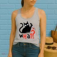 Murder Cat Bloody Knife What? Funny Humor Cats Women's Tank Top thumb 2
