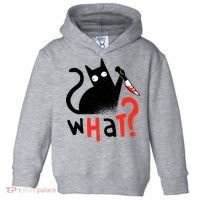 Murder Cat Bloody Knife What? Funny Humor Cats Toddler Hoodie thumb 0