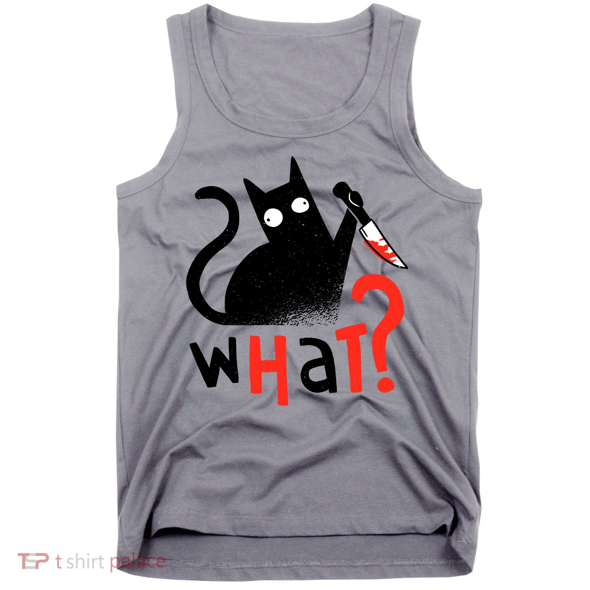 Murder Cat Bloody Knife What? Funny Humor Cats Tank Top