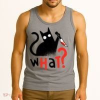 Murder Cat Bloody Knife What? Funny Humor Cats Tank Top thumb 3
