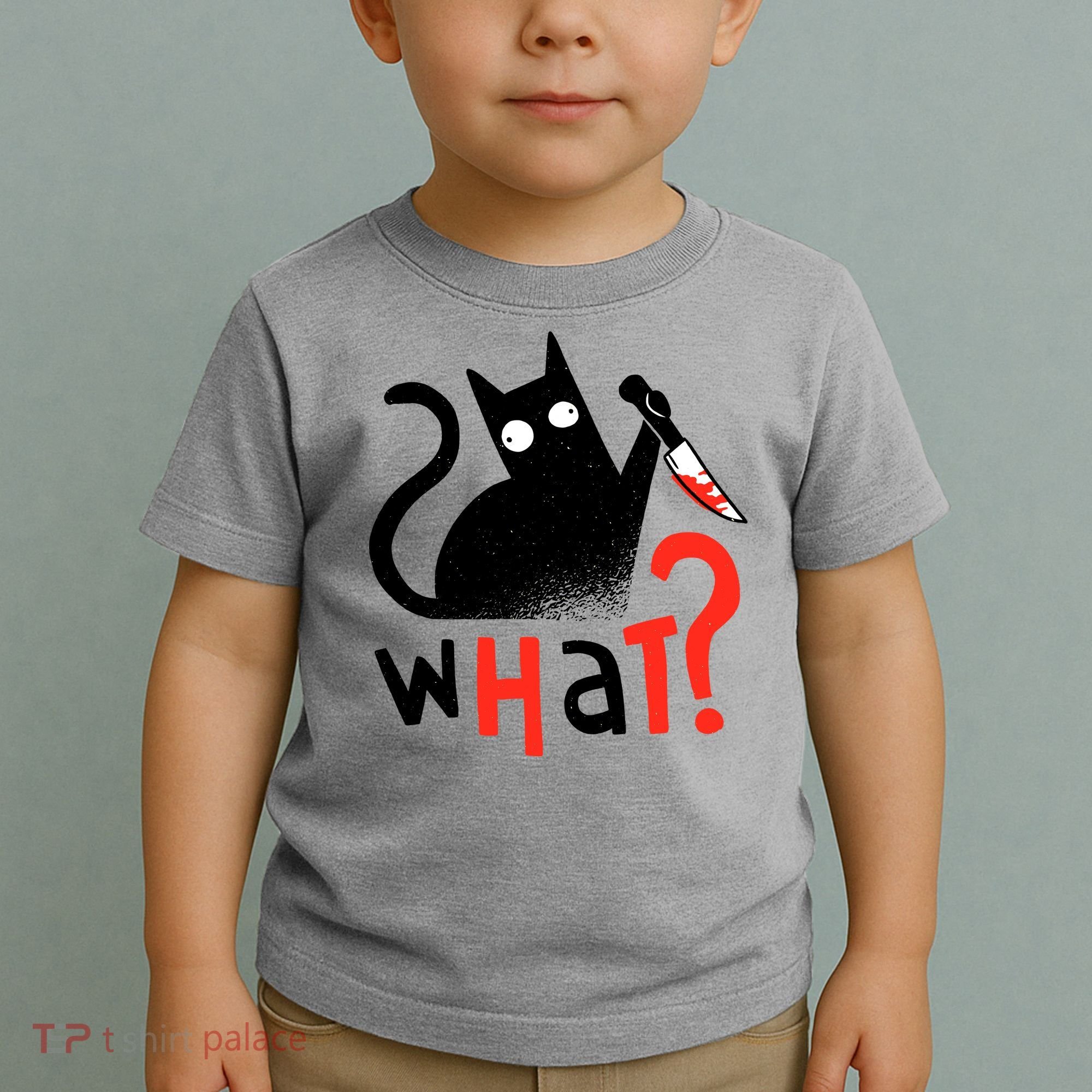 Murder Cat Bloody Knife What? Funny Humor Cats Toddler T-Shirt