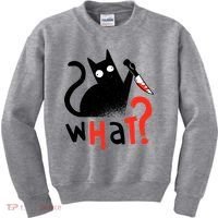 Murder Cat Bloody Knife What? Funny Humor Cats Kids Sweatshirt thumb 0
