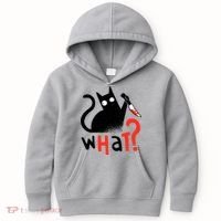 Murder Cat Bloody Knife What? Funny Humor Cats Kids Hoodie thumb 0