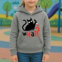 Murder Cat Bloody Knife What? Funny Humor Cats Kids Hoodie thumb 3