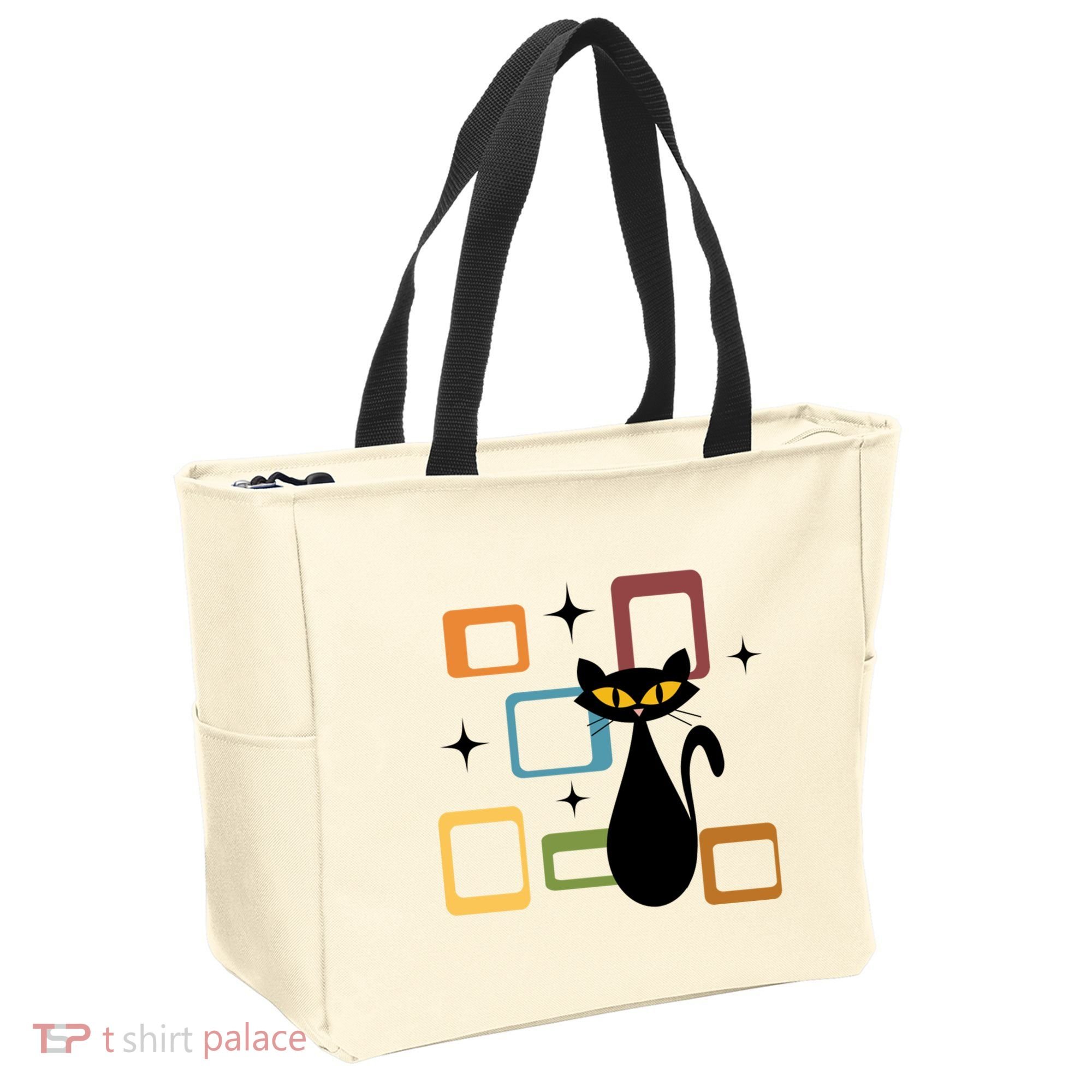 Mid Century Black Cat Tote Bag
