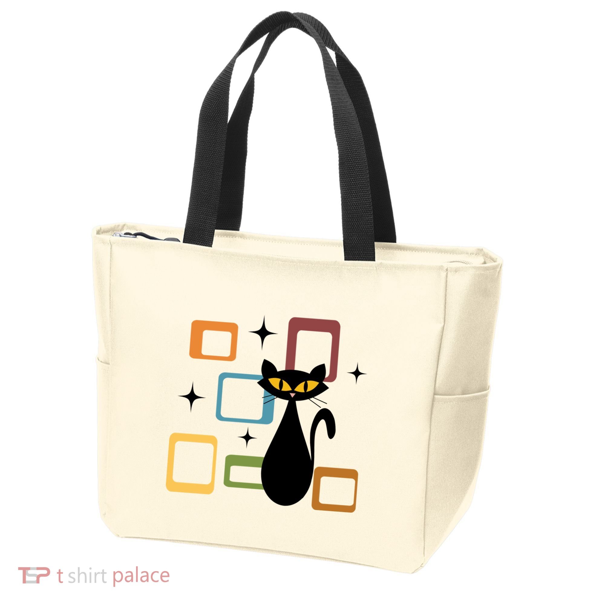 Mid Century Black Cat Tote Bag