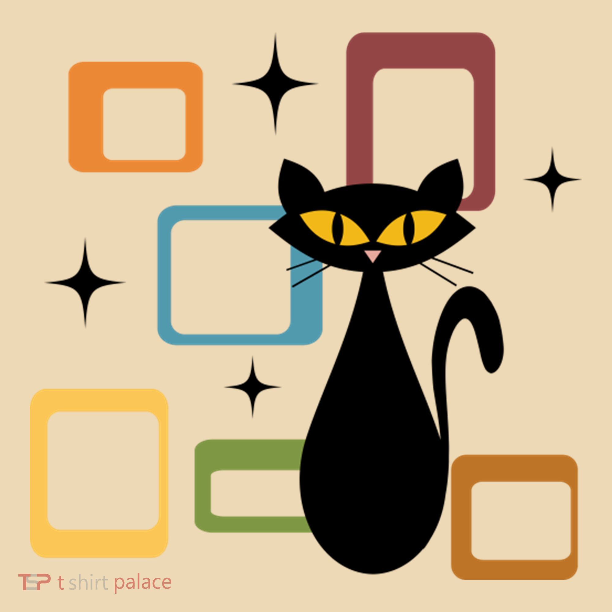 Mid Century Black Cat Tote Bag