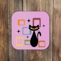 Mid Century Black Cat Coaster thumb 0