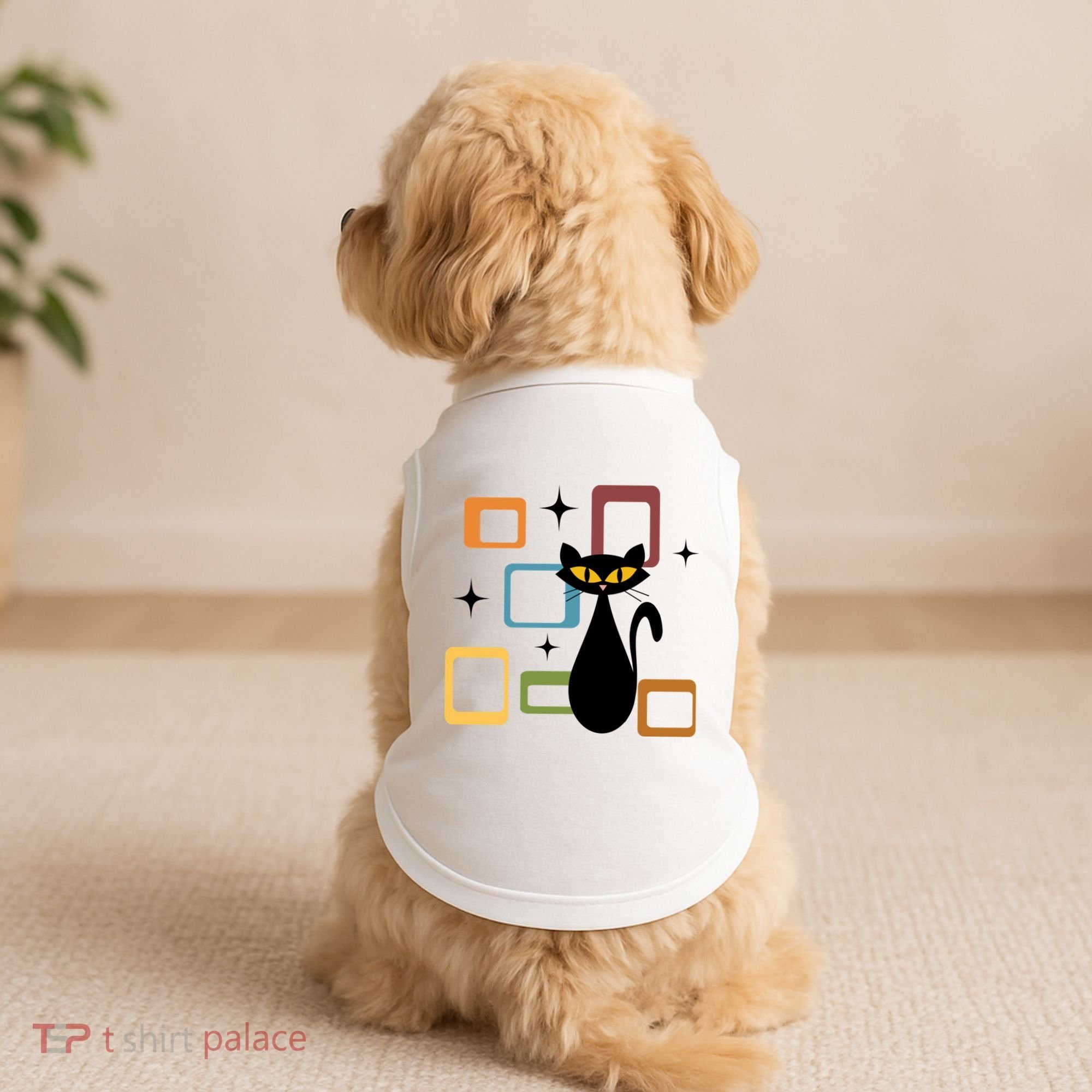 Mid Century Black Cat Doggie Tank