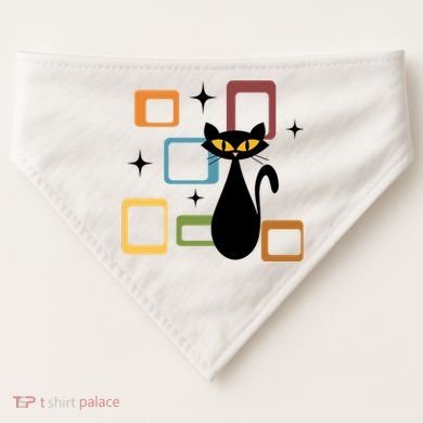 Mid Century Black Cat USA-Made Doggie Bandana