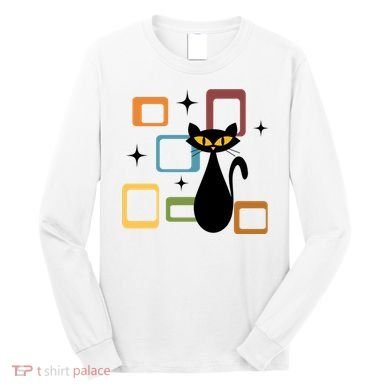 Mid Century Black Cat Long Sleeve Shirt
