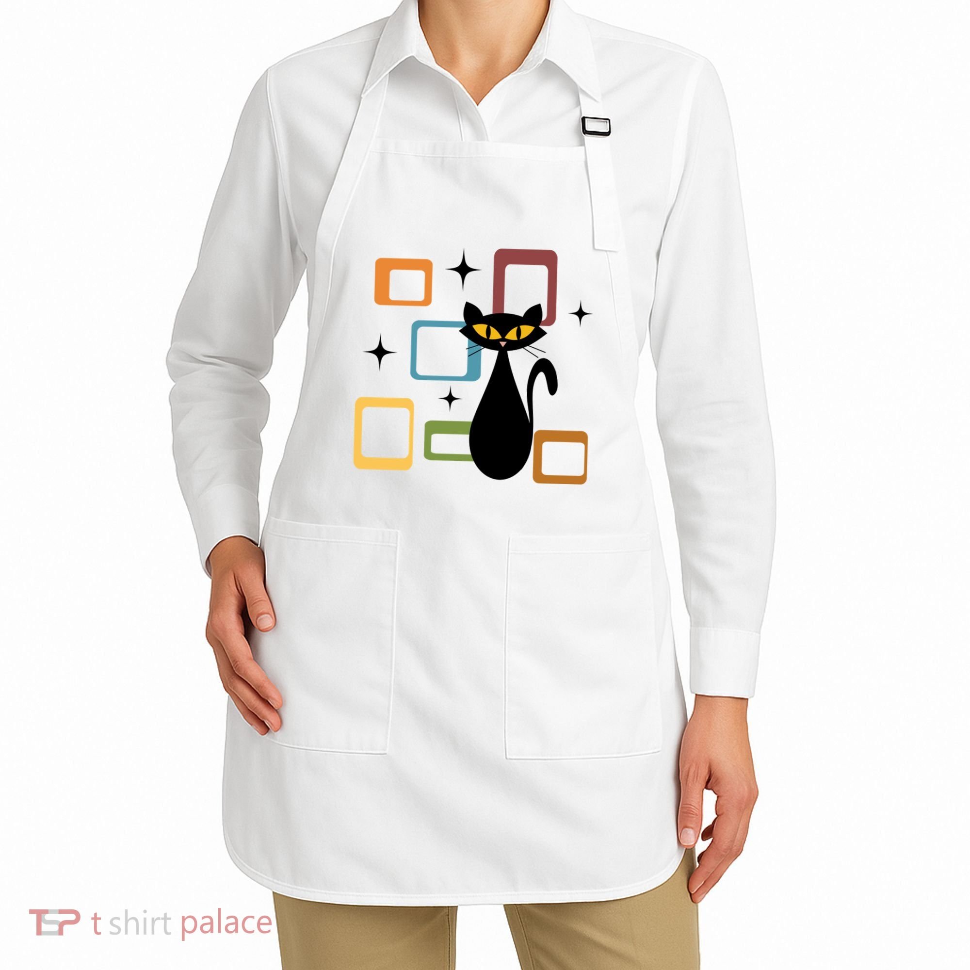 Mid Century Black Cat Apron