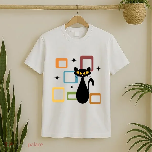 Mid Century Black Cat T-Shirt