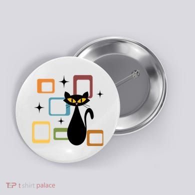 Mid Century Black Cat Button