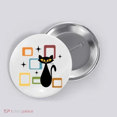 Mid Century Black Cat Button