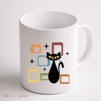 Mid Century Black Cat Coffee Mug thumb 1