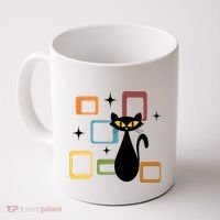 Mid Century Black Cat Coffee Mug thumb 0