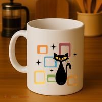 Mid Century Black Cat Coffee Mug thumb 4