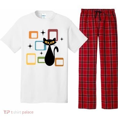 Mid Century Black Cat Pajama Set