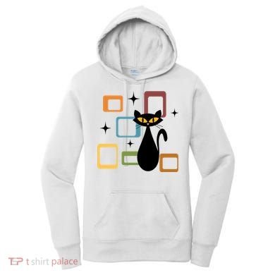 Mid Century Black Cat Women's Hoodie