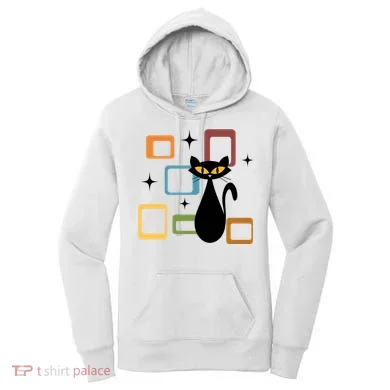 Mid Century Black Cat Women's Hoodie