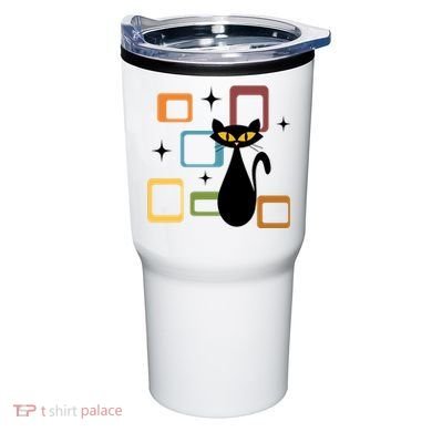 Mid Century Black Cat Tumbler