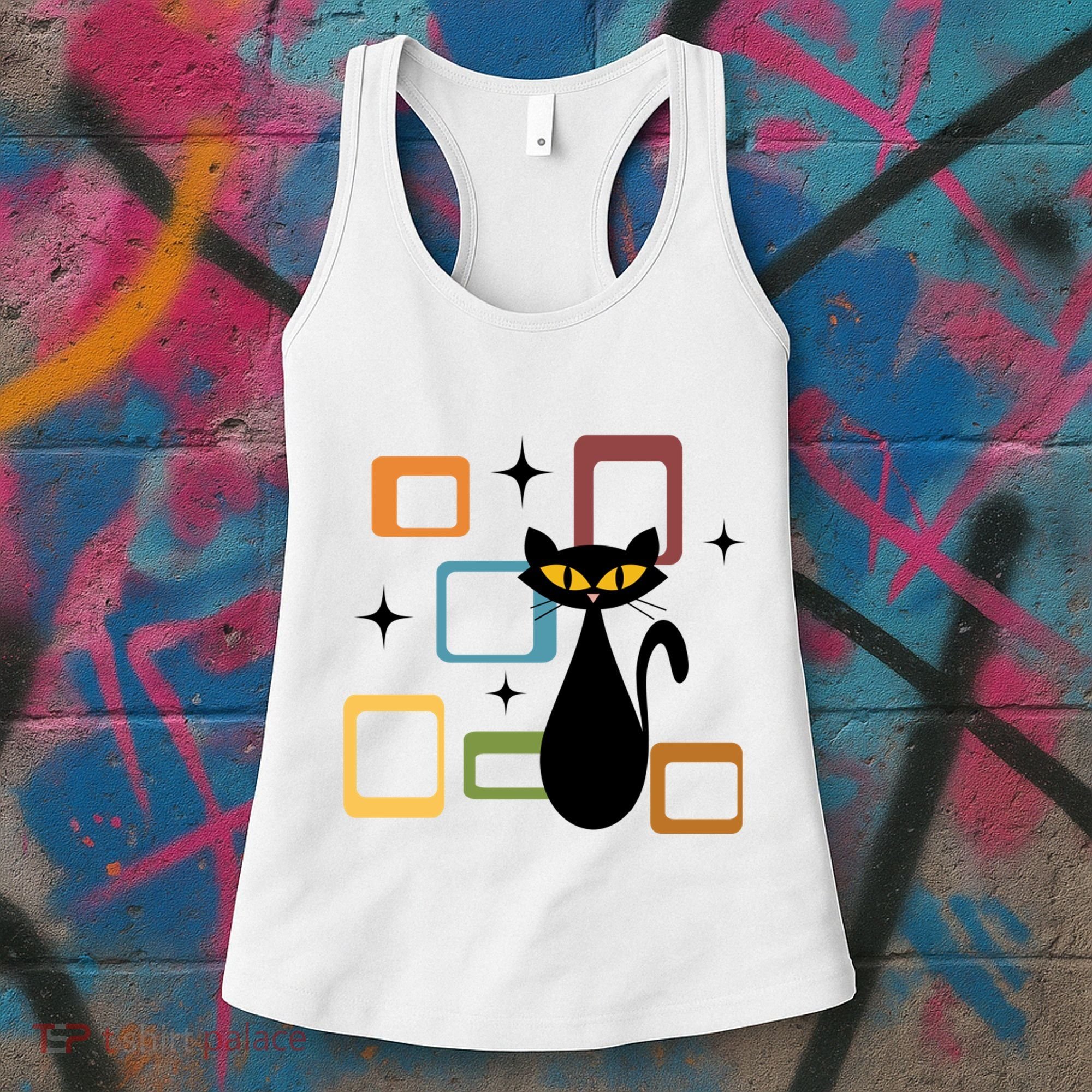 Mid Century Black Cat Women's Tank Top