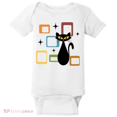 Mid Century Black Cat Baby Bodysuit