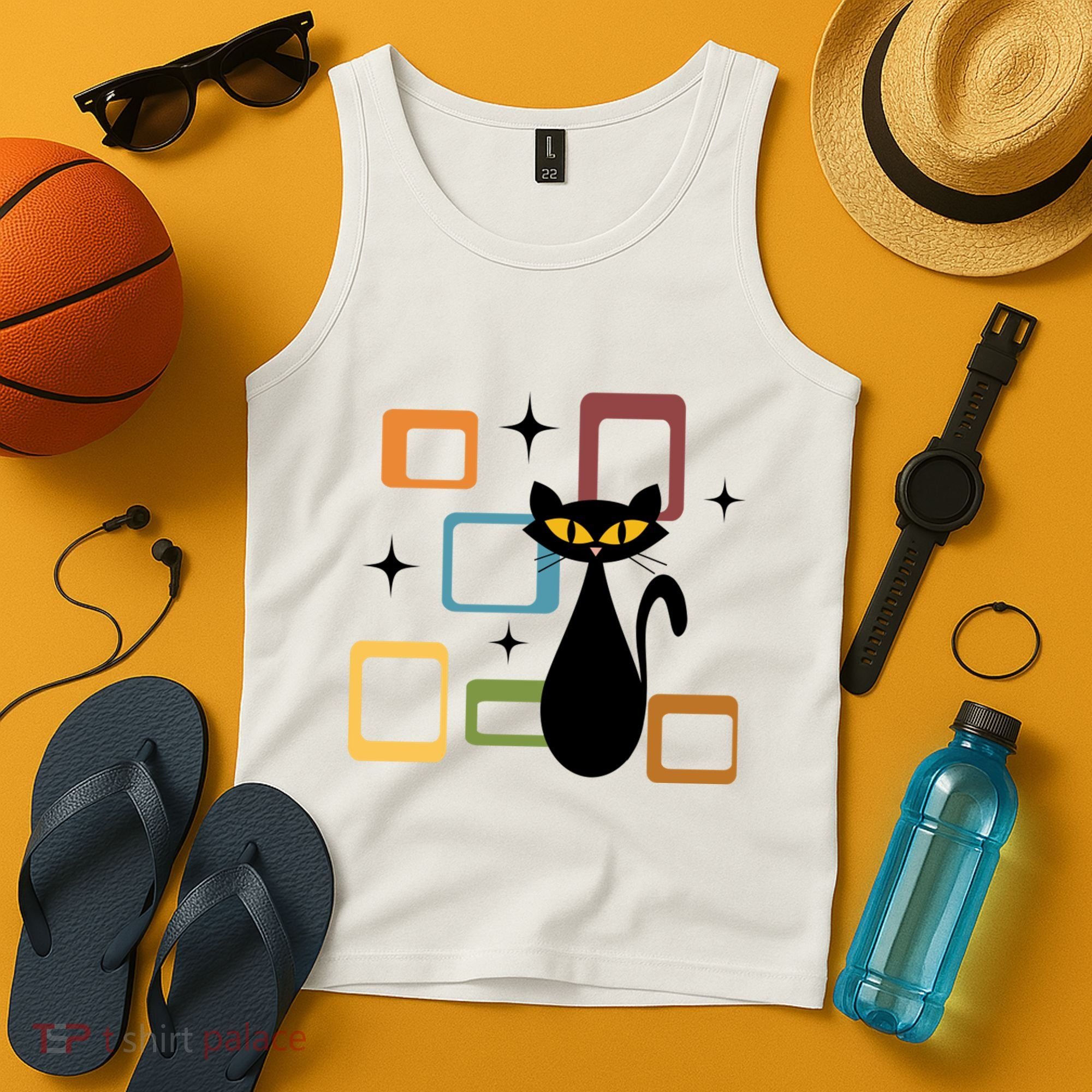 Mid Century Black Cat Tank Top