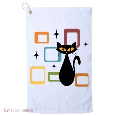Mid Century Black Cat Golf Towel