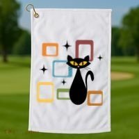 Mid Century Black Cat Golf Towel thumb 1