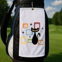 Mid Century Black Cat Golf Towel thumb 2