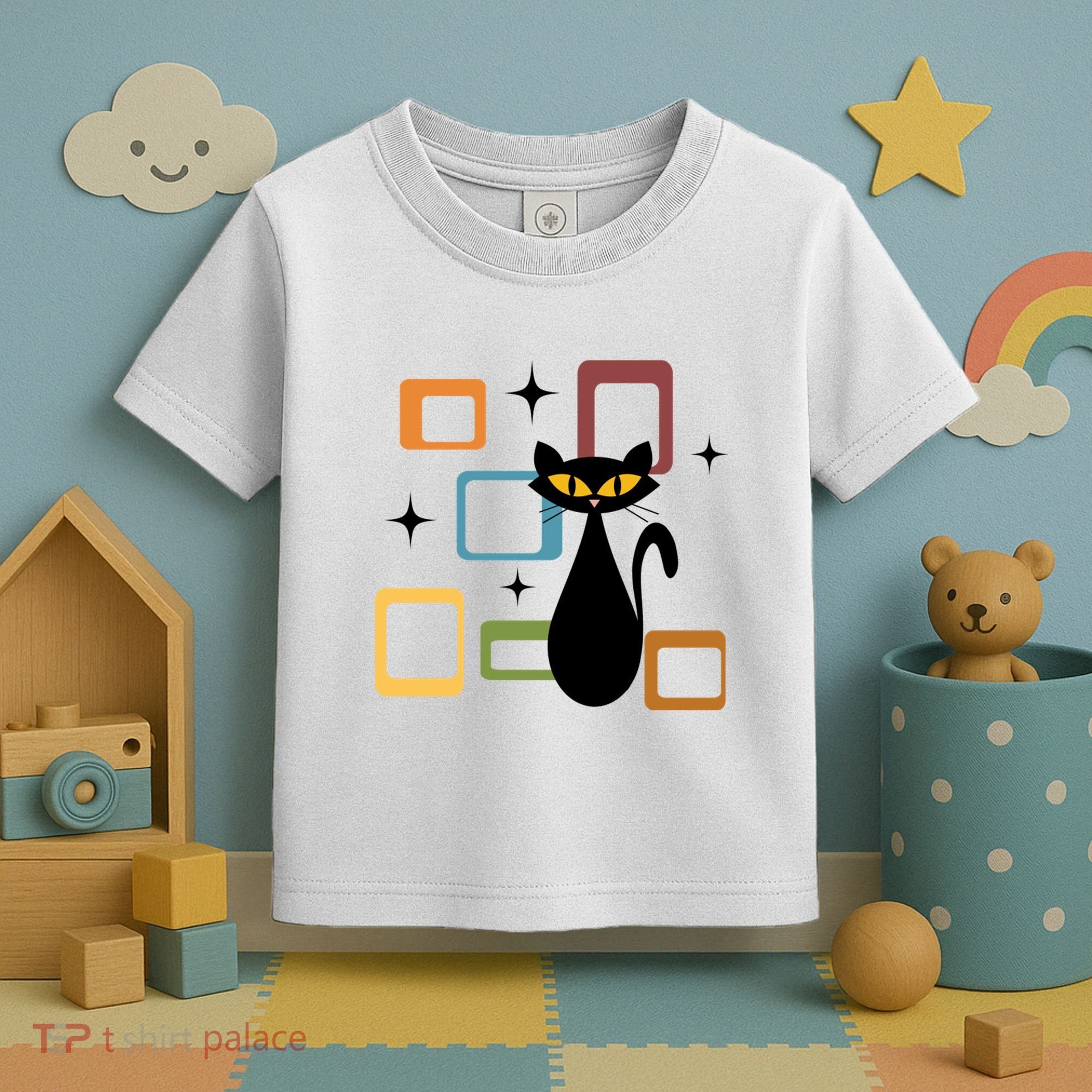 Mid Century Black Cat Toddler T-Shirt