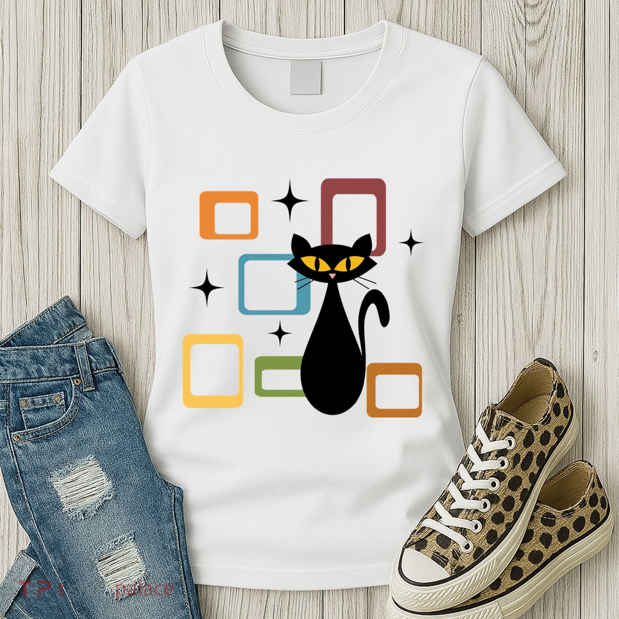 Mid Century Black Cat Women's T-Shirt