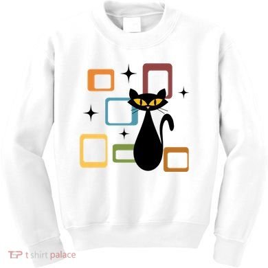 Mid Century Black Cat Kids Sweatshirt