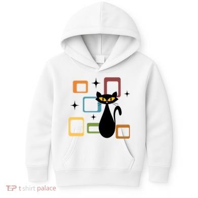 Mid Century Black Cat Kids Hoodie