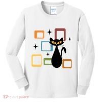 Mid Century Black Cat Kids Long Sleeve Shirt thumb 0