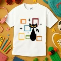 Mid Century Black Cat Kids T-Shirt thumb 3