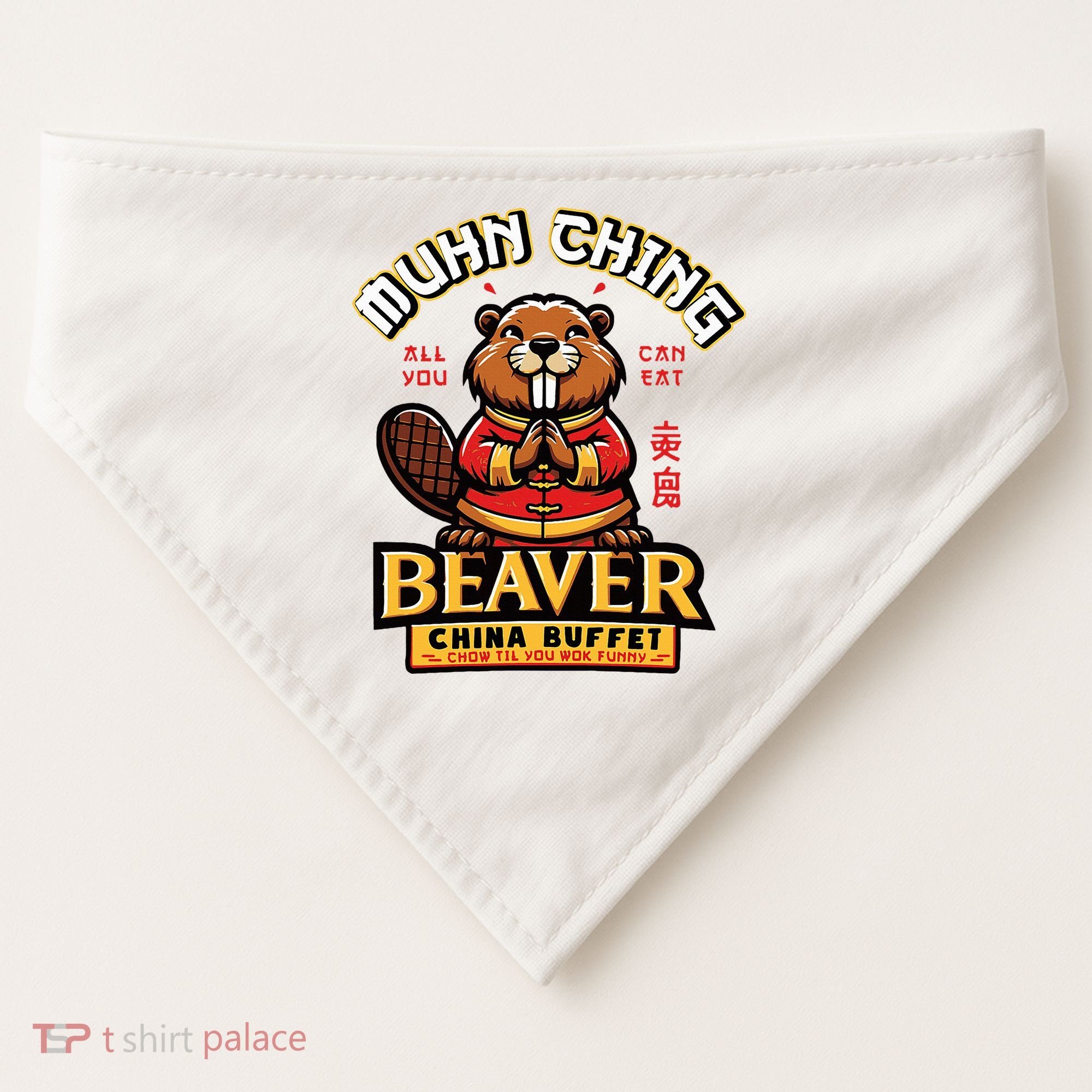 Muhn Ching Beaver Dirty Raunchy USA-Made Doggie Bandana