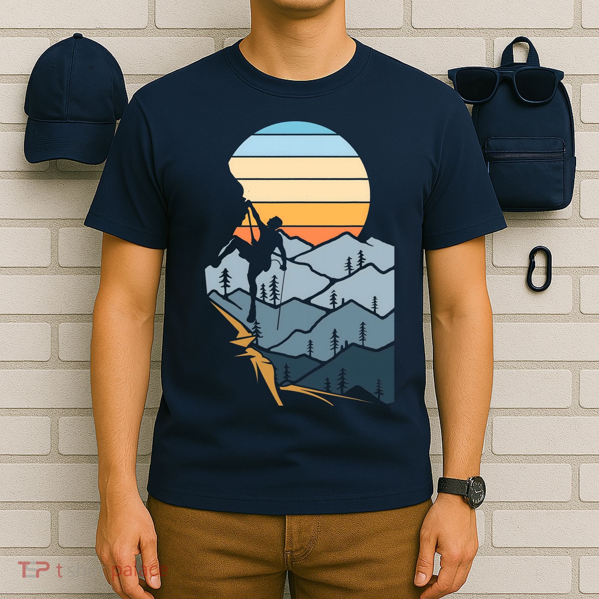 Mountain Climber Boulder Sports Hobby Retro Rock Climbing T-Shirt