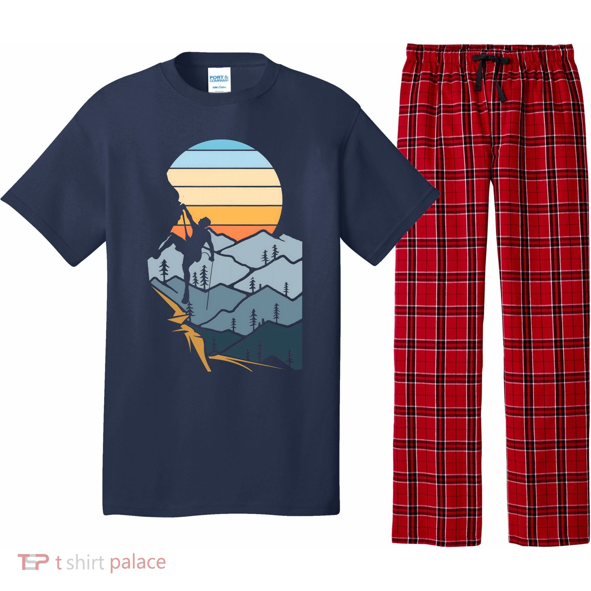 Mountain Climber Boulder Sports Hobby Retro Rock Climbing Pajama Set