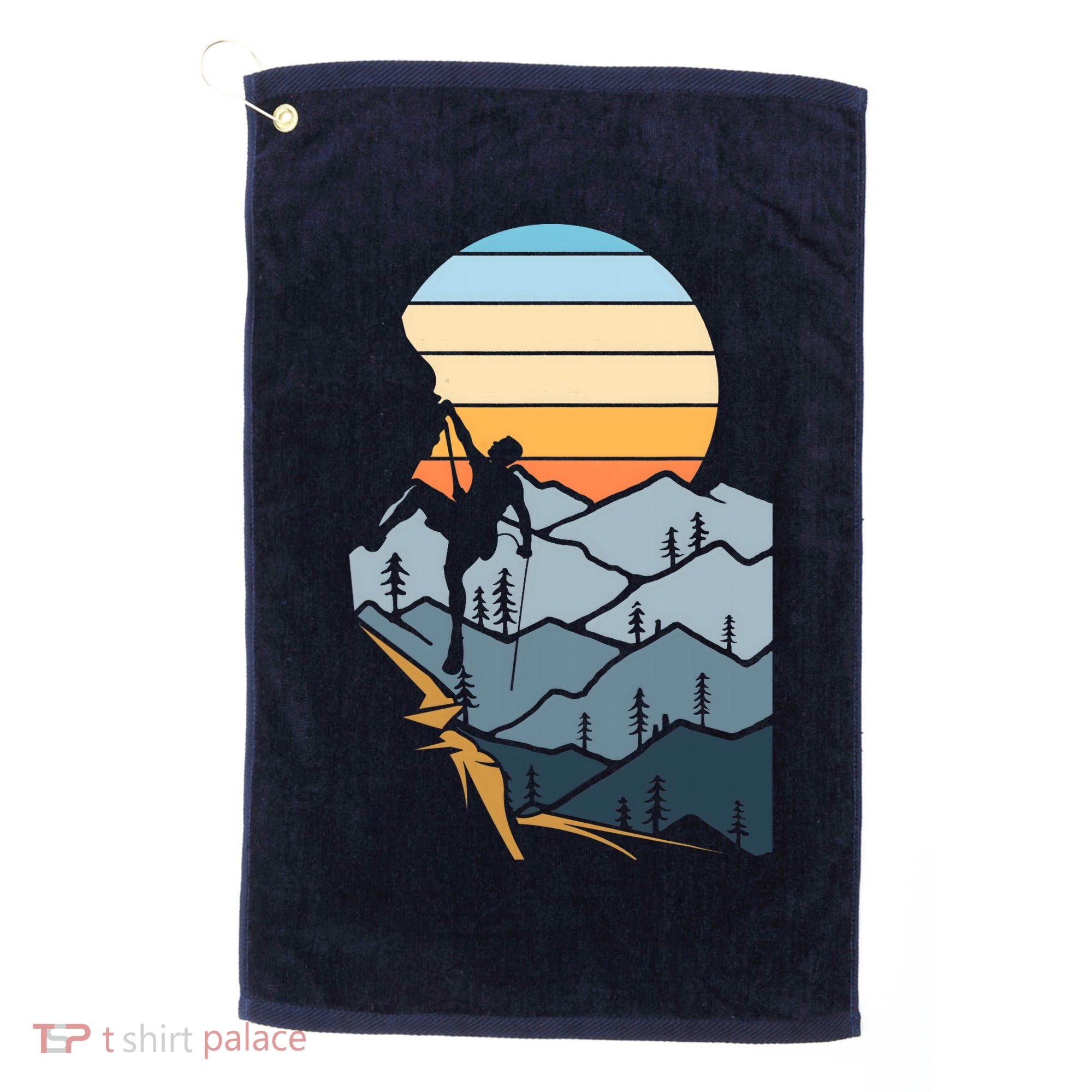 Mountain Climber Boulder Sports Hobby Retro Rock Climbing Golf Towel