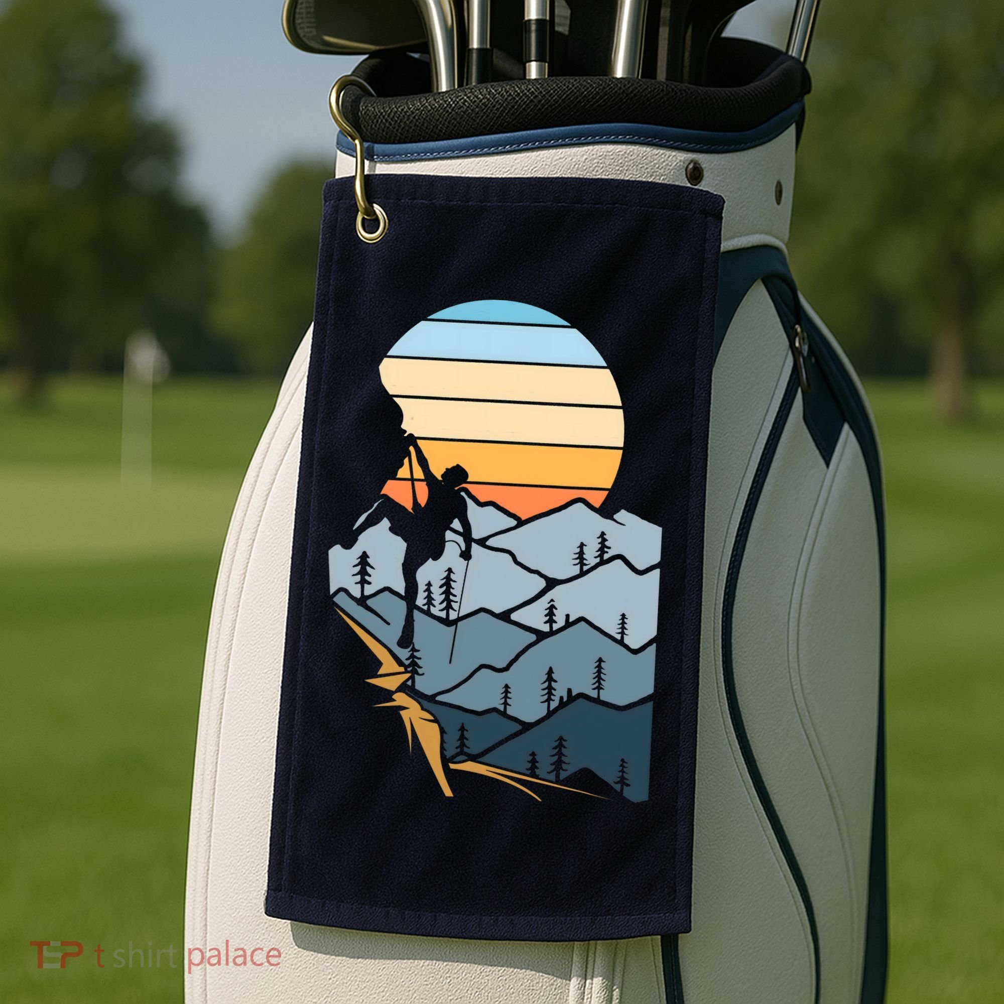 Mountain Climber Boulder Sports Hobby Retro Rock Climbing Golf Towel