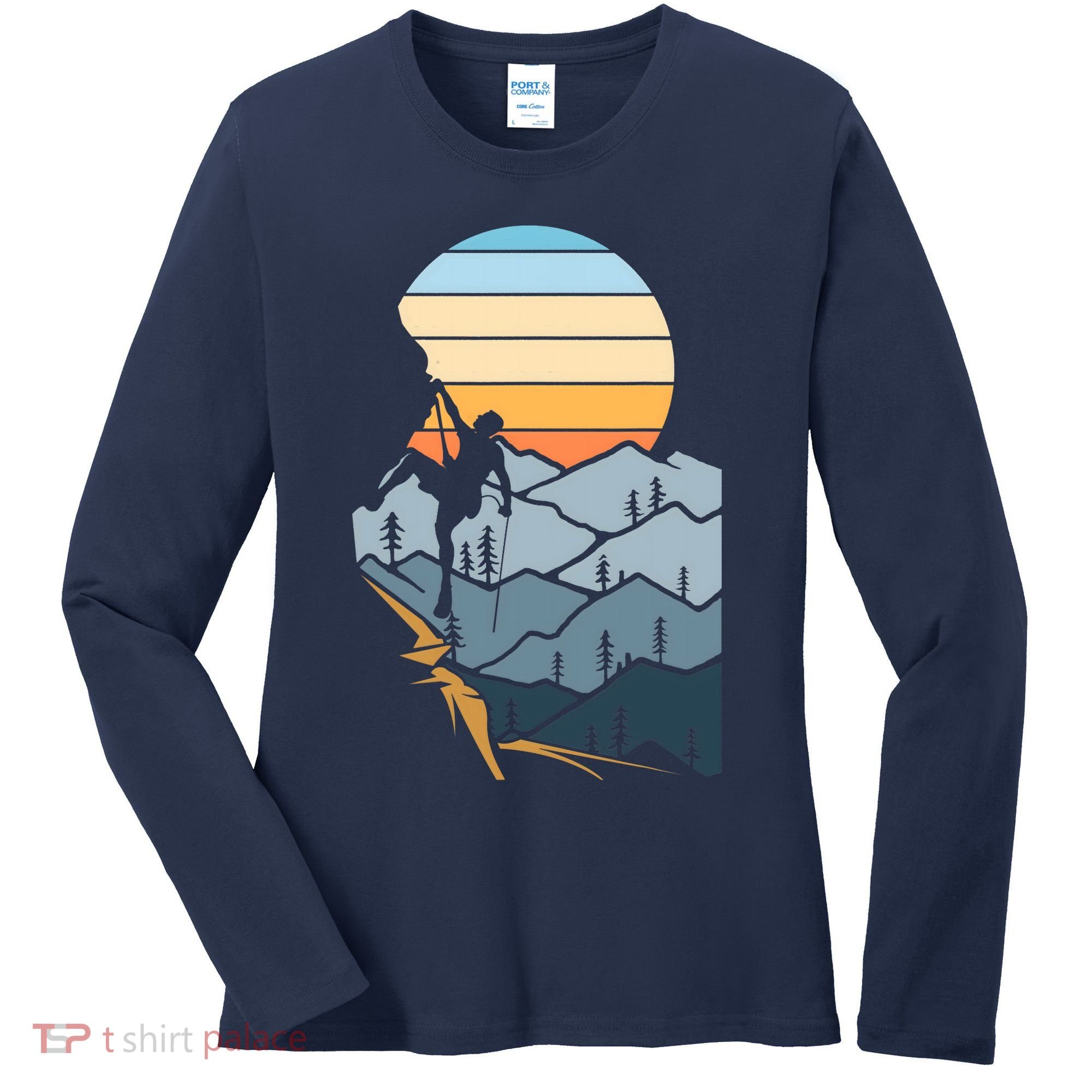 Mountain Climber Boulder Sports Hobby Retro Rock Climbing Women's Long Sleeve Shirt